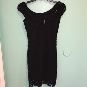 Black tight lace dress